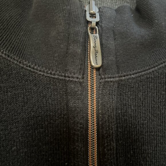 Tommy Bahama Mens 1/4 Zip Sweater Mens XXL ? Black Gray Reversible Heavyweight - Picture 11 of 11